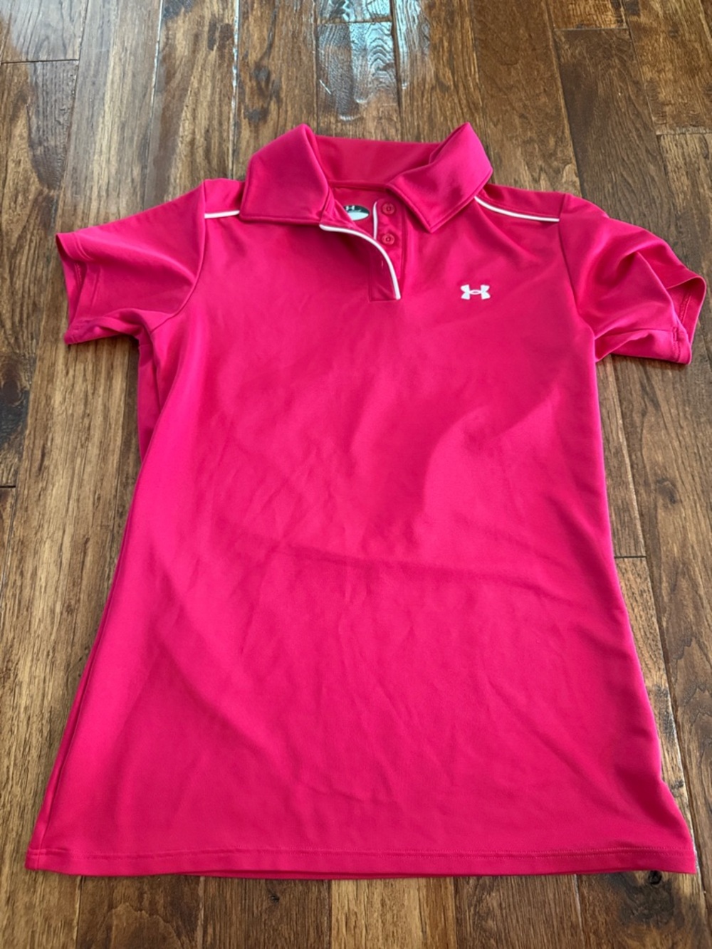 Under Armour Hot Pink Short Sleeve Polo with White Logo XS